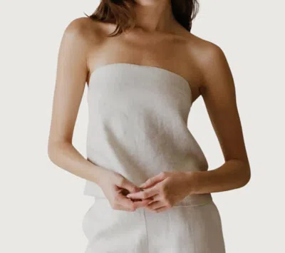 A.ren Palmer Strapless Linen Top In Oat In Neutral