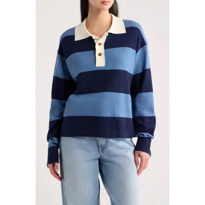 A.ren Peyton Rugby Polo Sweater In Blue