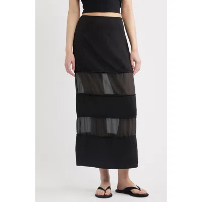 A.ren Rene Semi Sheer Panel Skirt In Black
