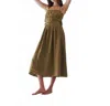 A.ren Ruched Maxi Dress In Olive In Green