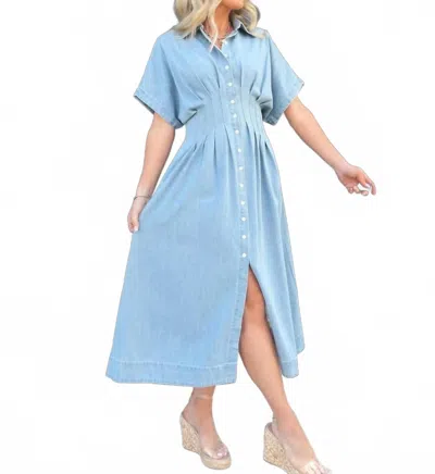 A.ren Sainte Midi Shirtdress In Denim Blue