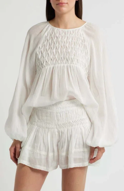 A.ren Sereia Pintuck Linen Top In White