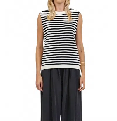 A.ren Striped Tank Top In Black/white In Multi