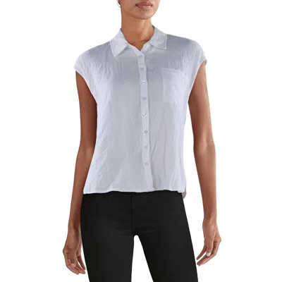 A.ren Womens Cotton Sleeveless Button-down Top