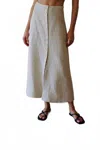 A.ren Woven Button Down Midi Skirt In Off White In White