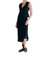 A.ren Woven Elastic Waist Long Linen Skirt In Black In Black