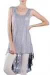 A'reve Boho Shabby Chic Heather Beads Hi Lo Tank - Grey In Gray