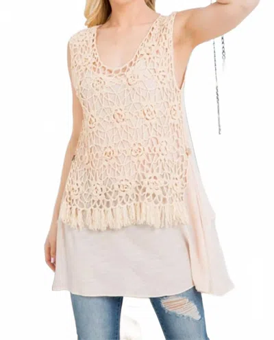 A'reve Lace Front Long Tank In Light Pink In Neutral