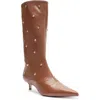 Arezzo Bota Salto Biaxo Womens Embellished Man Made Mid-calf Boots In Brown