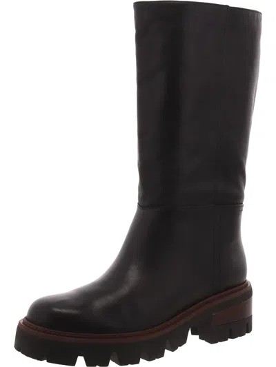 Arezzo Bota Womens Leather Pull On Knee-high Boots In Black