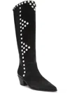 Arezzo Bota Womens Leather Studded Knee-high Boots In Black