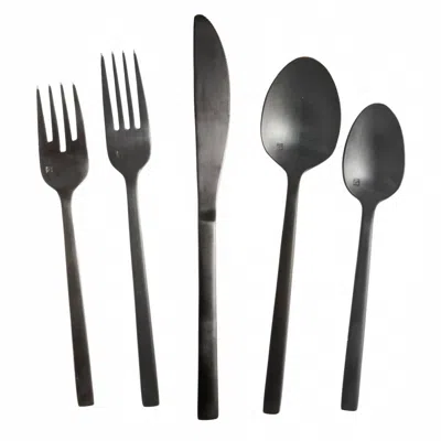 Arezzo Brushed Flatware Set - 20 Pieces In Black