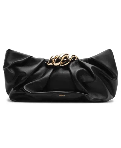 Arezzo Caitlyn Small Leather Clutch Handbag In Black