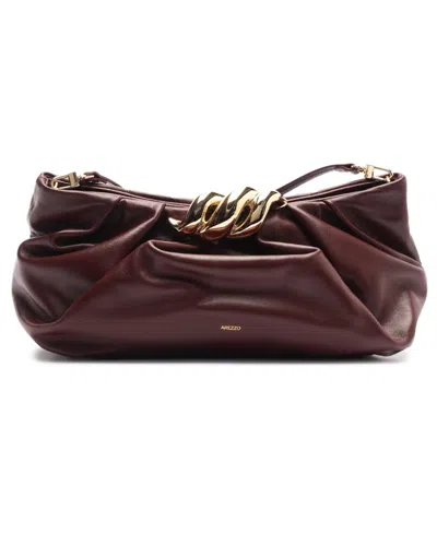 Arezzo Caitlyn Small Leather Clutch Handbag In Fresh Ruby