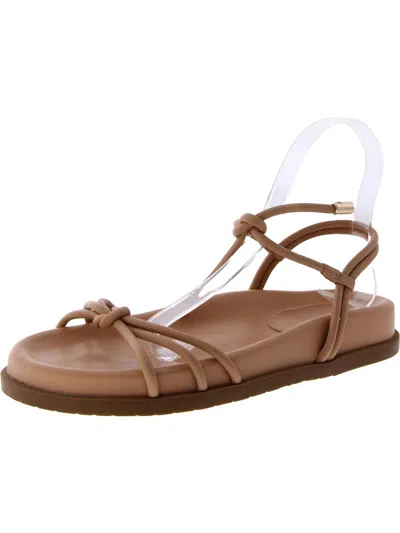 Arezzo Camila Flat Womens Leather Slip On Ankle Strap In Jungle Nut