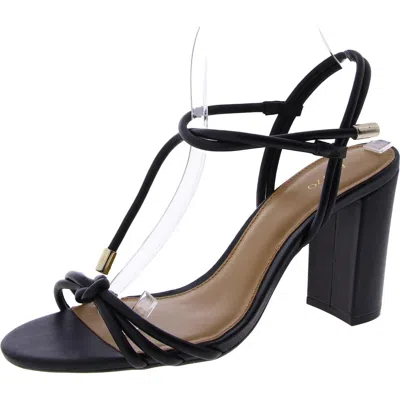 Arezzo Camilla Womens Leather Ankle Strap Block Heel In Black