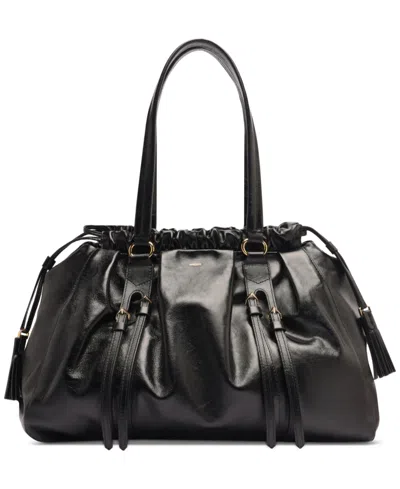 Arezzo Capri Large Leather Shoulder Bag In Black