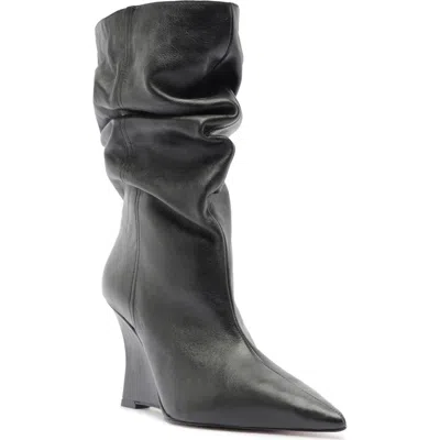Arezzo Cara Slouch Wedge Bootie In Black