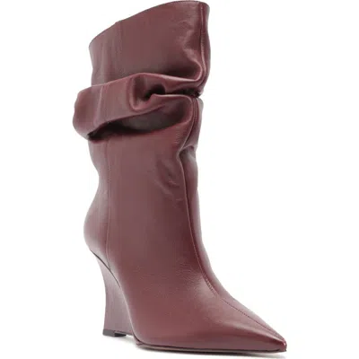 Arezzo Cara Slouch Wedge Bootie In Fresh Ruby