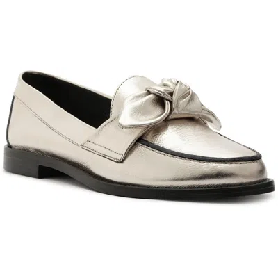 Arezzo Cassidy Womens Leather Flat Loafers In Gold