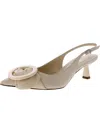 Arezzo Chandler Mid Stiletto Womens Faux Leather Buckle Slingback Heels In Multi