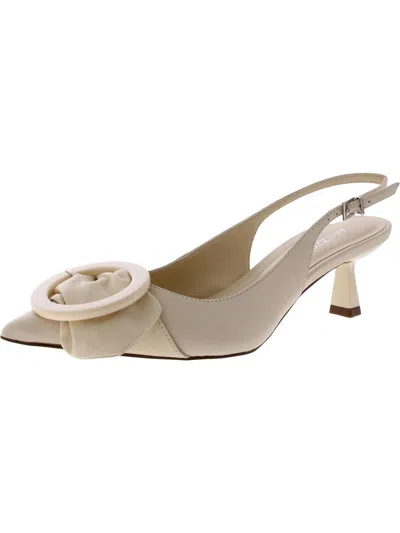 Arezzo Chandler Mid Stiletto Womens Faux Leather Buckle Slingback Heels In Multi