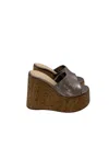 Arezzo Ciabatta With Wedge Woman  In Cork And Polished Leather