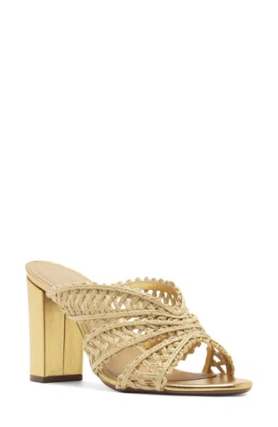 Arezzo Ciara Block Heel Sandal In Gold