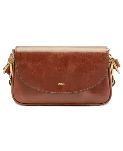 Arezzo Cora Small Leather Crossbody Handbag In Brown