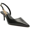 Arezzo Couros Womens Comfort Insole Leather Slingback Heels In Black