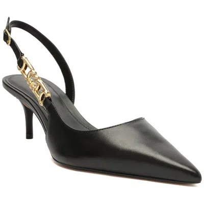 Arezzo Couros Womens Comfort Insole Leather Slingback Heels In Black