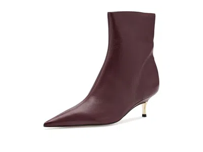 Arezzo Dani Low Stiletto Bootie Women's Boots Fresh Ruby: 6 M, Leather In Burgundy