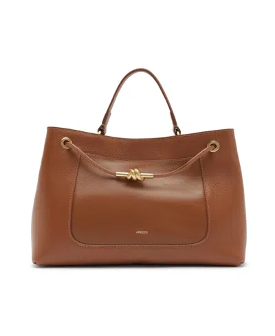 Arezzo Delphine Leather Small Shopping Handbag In Soul Natural