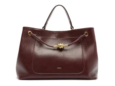 Arezzo Delphine Leather Tote In Ruby Red