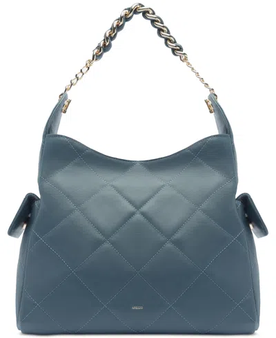 Arezzo Diana Large Leather Shoulder Bag In Blue
