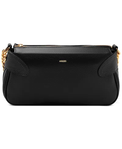 Arezzo Elena Small Leather Crossbody Handbag In Black