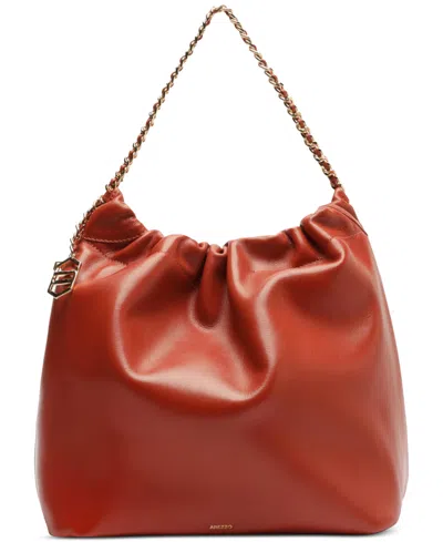 Arezzo Elizabeth Extra Large Leather Bucket Handbag In Red