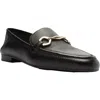 Arezzo Emma Loafer Womens Buckle Leather Loafers In Black