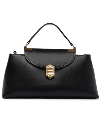 Arezzo Everly Leather Large Satchel Handbag In Black