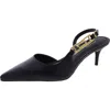 Arezzo Couros Womens Comfort Insole Leather Slingback Heels In Black