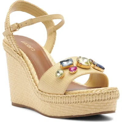 Arezzo Georgina Platform Wedge Sandal In Nude
