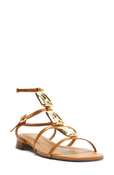Arezzo Gretta Ankle Strap Sandal In Gold