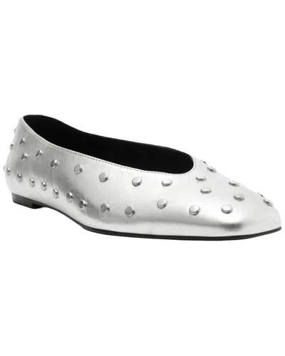 Arezzo Hayden Leather Ballet Flat In Silver