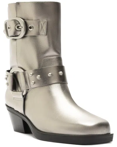 Arezzo Kaia Leather Bootie In Silver