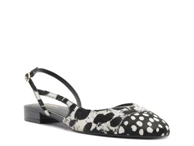Arezzo Lori Flat In Black/white Calf Hair
