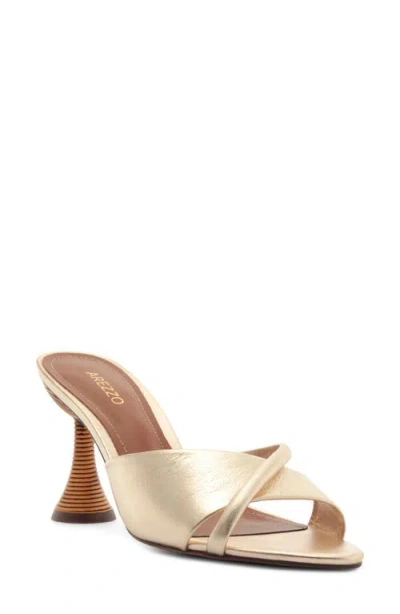 Arezzo Luca High Pointed Toe Slide Sandal In Gold