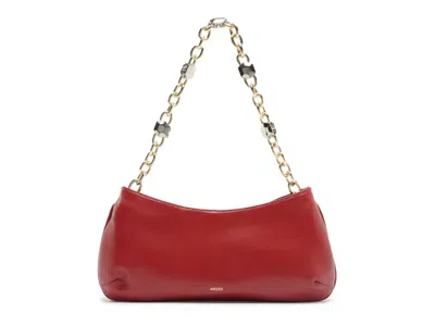 Arezzo Luna Baguette Leather Shoulder Bag In Passion Red