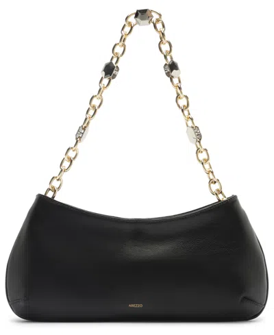 Arezzo Luna Small Leather Chain Baguette In Black