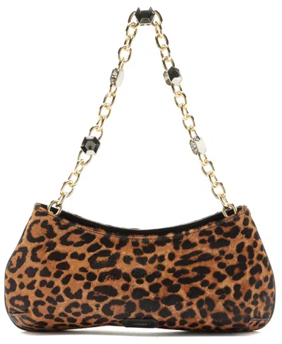Arezzo Luna Small Leather Chain Baguette Handbag In Brown