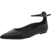 Arezzo Madison Womens Leather Pointed Toe Ballet Flats In Black